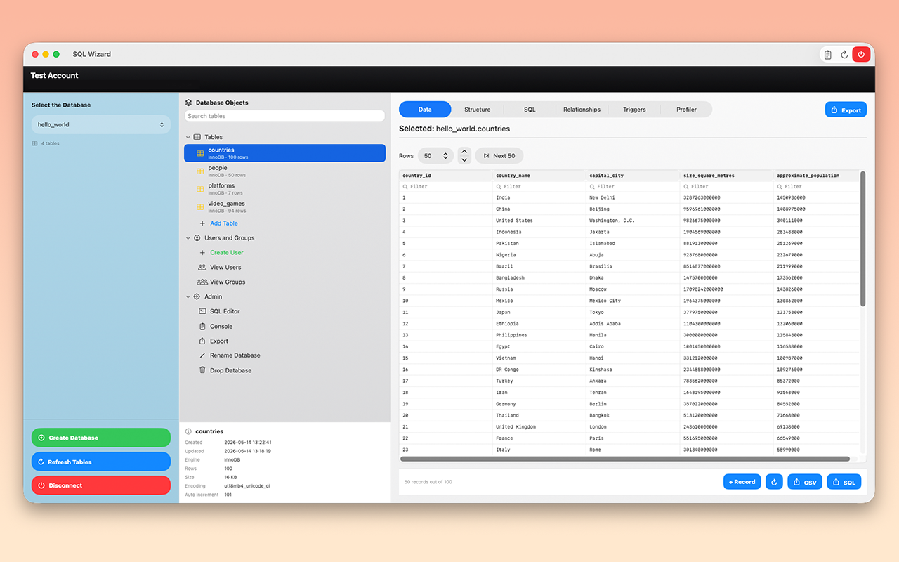SQL Wizard screenshot 1